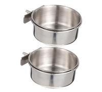 EPIGEIST 2 Sets Bird Cage Food Holder Small Parrot Feeders Bird Cage Feeding Bowls Stainless Parrot Feed Cup Silver