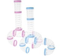 EPIGEIST 2 Sets Hamster Cage DIY Tubes and Tunnels Kit Plastic Hamster Tunnel Pipes for Small Animals Pink and Blue Cage Accessories for Pet Playground