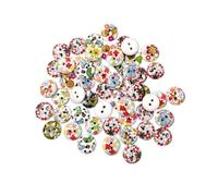 EPIGEIST 200 Pcs Round Wooden Buttons Mixed Colors Flower Print for Sewing Clothing Craft DIY Scrapbooking Needlework Accessories