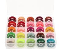 EPIGEIST 25pcs Prewound Sewing Machine Bobbin Thread Kit with Case Metal Core Bobbins with Warm Color Threads for Household Stitching and Embroidery