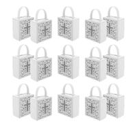 EPIGEIST 25pcs White Cross Boxes with Handles for Pastor Appreciation, Easter and First Communion Favor Bags, Religious Party Supplies for Baptism and Church Events