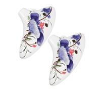 EPIGEIST 2pcs Alto C Ocarina Ceramic Musical Instrument with Blue Red Floral Design Ergonomic Extended Mouthpiece for Easy Practice and Travel Performances