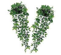 EPIGEIST 2pcs Artificial Trailing Bonsai Vines Hanging Potted Plants Indoor Wall Decor with Realistic Green Leaves for Home Banquet Holiday Decoration