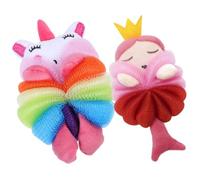 EPIGEIST 2pcs Cartoon Bath Sponge for Lightweight Soft Exfoliating Shower Loofah Body Scrubber Portable Travel Bathing Balls with Cute Animal Designs