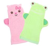 EPIGEIST 2Pcs Cartoon Shower Gloves for Exfoliating Bath Mitts Reusable Scrubbing Mittens for Gentle Skin Cleansing Pink Cat Frog