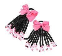 EPIGEIST 2pcs Child Ponytail Extension Afro Braided Hairpiece with Beads and Bow, Detachable Boys and Girls Braid Extensions for Birthday and Daily Wear, Synthetic Ponytail Hair