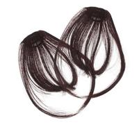 EPIGEIST 2pcs Clip Fake Bangs Hair Extensions for Women Natural Thin Invisible Fringe with Sideburns Easy to Attach Hairpieces for Party Hairstyles Deep Brown