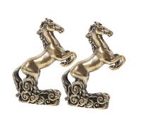 EPIGEIST 2pcs Feng Shui Zodiac Horse Sculpture Vintage Brass Figurines with Rising Success Fortune Design Compact Horse Fortune Statues for Office Home Store Decorations Chinese Year