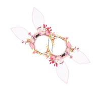EPIGEIST 2pcs Flocked Bunny Ear Headbands with Realistic Faux Flowers Comfortable Fairy Headpiece for Halloween Birthday Easter Party Secure Fit Rabbit Costume Accessories