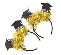EPIGEIST 2pcs Graduation Cap Headbands Black Gold Doctoral Hat Hair Hoops Lightweight Student Bachelor Decorations for Party Photo Shoot