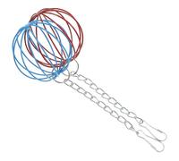 EPIGEIST 2pcs Hanging Rabbit Feeder Balls with Chain Clip, Grass Feed Dispenser Balls for Bunny and Small Pets, Red and Blue Hay Feeding for Cage Use