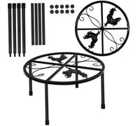 EPIGEIST 2pcs Heavy Duty Metal Chicken Coop Feeder Stand with Stable Support Rustproof Iron Rack for Waterers and Feeders Suitable for Indoor Outdoor Poultry Farming Black Round