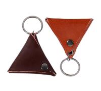 EPIGEIST 2pcs Leather Guitar Pick Cases Keychain Holder, Deep Brown and Orange Pick Storage Bag for Acoustic and Electric Guitar, Portable Instrument Accessory Organizer for Travel and Outdoors