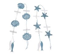 EPIGEIST 2pcs Mediterranean Style Coastal Wall Hanging Rustic Seashell Ornaments for Beach Home Wall Decor Easy to Install Charm