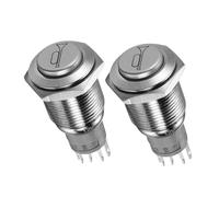 EPIGEIST 2pcs Metal Momentary Push Button Switch with Self-reset for Car Horn and Engine Off Stop Dual for Boat Train Industrial Use