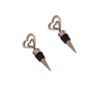 EPIGEIST 2pcs Metal Wine Bottle Stopper Bronze Heart Design Reusable Cork Plug for Red Wine Beer Vinegar Bottles Creative Wedding Valentine Day Gift for Home Bar