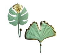 EPIGEIST 2pcs Mini Wall Hooks for Clothes and Hats Space-Saving Bedroom and Bathroom Hanging Holders Green and Gold Creative No-Drill Door and Window Organizers