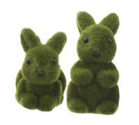 EPIGEIST 2pcs Realistic Flocking Rabbit Sculptures Decorative Bunny Figurines for Indoor Outdoor Garden Home Dorm Office Photo Props Easter Craft Ornaments
