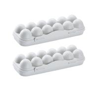 EPIGEIST 2pcs Refrigerator Egg Holder Boxes Fresh-keeping Organizer for Fridge Stackable Grey Egg Storage Container to Prevent Cracks and Save Space