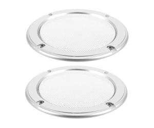 EPIGEIST 2pcs Round Grille Protector for Home Car Audio Silver Ring with White Iron Mesh for Enhanced Speaker Safety and Style