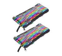 EPIGEIST 2pcs Sequin Makeup Bags for Women Handheld Cosmetic Organizer Travel Toiletry Pouch with Stylish Sparkling Finish Multipurpose Storage for Small Accessories and Toiletries