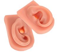 EPIGEIST 2pcs Silicone Ear Piercing Practice Models Realistic Artificial Ears for Piercing Training Flexible Deep Skin Tone Suitable for Students and Medical Teaching