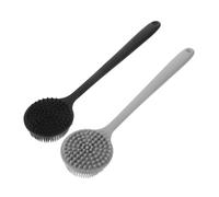 EPIGEIST 2Pcs Silicone Long Handle Bath Brush for Shower Body Scrubbing Soft Skin Friendly Back Scrubber in Black and Gray Premium Comfortable Silicone for Home Bathing and Hard to Reach