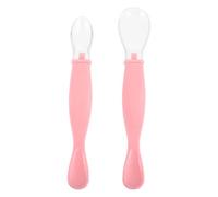 EPIGEIST 2pcs Silicone Spoons Set for Adorable Pink Utensils with Soft Tips for Comfortable Feeding Safe and Reusable Cutlery Gift for Boys
