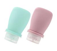 EPIGEIST 2pcs Silicone Travel Bottles 60ml Leakproof Lotion Containers Lid, Multi-function Toiletry Bottles for Travel, Shampoo, and Liquid Storage in Green and Pink