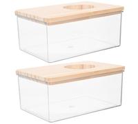 EPIGEIST 2pcs Small Hamster Bathtub and Sand Bath Box Acrylic Cage Bathroom for Chinchillas and Small Pets, 15.5x10x7cm, Pet Accessory for Bathing and Dust Cleaning