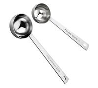 EPIGEIST 2pcs Stainless Steel Measuring Spoons with Scale Powder Scoops for Coffee Milk Fruit Powder Rust-Resistant Kitchen Tools with Comfortable Handles for Baking and Cooking