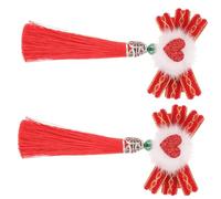 EPIGEIST 2pcs Tassel Hairpins Clips for Women Lightweight Cloth Hair Accessories Traditional Hanfu Headpieces with Bright Red Ribbon Tassels Elegant Hair Decorations