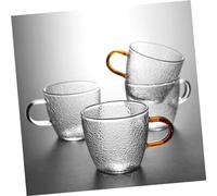 EPIGEIST 2Pcs Transparent Glass Tea Cup with Ergonomic Handle Small Glass Mug for Coffee Hot Beverages and Water Healthy Green Material Elegant Design for Home Office and Use