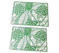EPIGEIST 2Pcs Tropical Monstera Leaf Table Mats PVC Insulation Placemats Reusable for Hawaii Party Dining Table Protection and Decoration