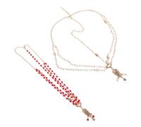 EPIGEIST 2pcs Vintage Boho Pearl Rhinestone Headband Baroque Bridal Hair Chains Lightweight Wedding Festival Accessories for Brides Prom Halloween Party