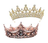 EPIGEIST 2pcs Vintage Crown Bridal Headband Baroque Crystal Pearl Alloy Tiaras for Women and Elegant Headdresses for Weddings Parties and Special Occasions