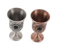 EPIGEIST 2pcs Vintage Metal Goblets High Stem Royal Chalice Cups for Halloween Ceremonial Use Retro Decorative Drinking Glasses with Antique Finish for Home and Party