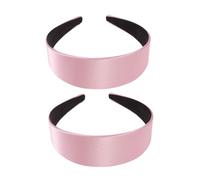 EPIGEIST 2pcs Wide-edge Satin Hair Hoops Elegant Headband Set for Women Non-slip Solid Headbands in Pink for Daily Wear and Special Occasions