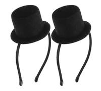 EPIGEIST 2pcs Women's Fascinator Headband Mini Top Hat Small Top Hat Dress up Accessories Flapper Costume Vintage Style Costume Clip Holiday Party Miniature Black