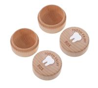 EPIGEIST 2pcs Wooden Tooth Fairy Box for Boys and Milk Tooth Keepsake Container with Cute Carved Design and Childhood Memory Preservation