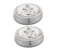 EPIGEIST 2pcs Zinc Alloy Rosary Beads Holder Box Compact Travel-friendly Catholic Trinket Case for Holy Communion Confirmation Daily Prayers Religious Keepsake