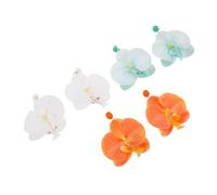 EPIGEIST 3 Pairs Floral Dangle Earrings Lightweight Beach Jewelry with Butterfly Orchid Pendants for Women Summer Vacation Boho Style Accessories Green Orange White