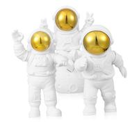 EPIGEIST 3 Pcs Small Gold Astronaut Figurine Space Themed Spacemen Statues for Home Office Desk Decor Creative Novelty Sculptures for Bedroom Shelf Display