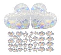 EPIGEIST 3 Sheets Removable Rainbow Window Decals Static Cling Bird Strike Collision Stickers for Home Glass Protection Decorative Window Stickers Flower Cloud Heart Designs