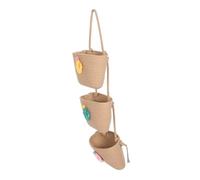 EPIGEIST 3-Tier Cotton Rope Hanging Basket Storage Organizer, Boho Nursery Wall Hanging Basket for Home and Car Door, Decorative Over Door Storage Shelf with Cactus Design