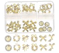 EPIGEIST 30pcs Manicure Charms Nail Accessories Set with Assorted Colour Alloy Metal Delicate Flat Back Nail Decorations with Storage Box