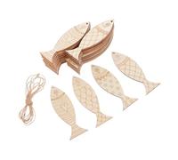 EPIGEIST 36pcs Unfinished Wood Ornaments Fish Shaped Cutouts with Predrawn Patterns Durable Natural Wooden Craft Blanks for DIY Painting Mediterranean Style Coastal Party Decorations