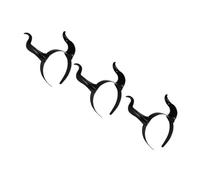 EPIGEIST 3pcs Black Rhinestone Devil Horns Headband Realistic Curved Horn Headpiece for Halloween Cosplay Masquerade Party Costume Accessory