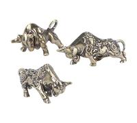 EPIGEIST 3Pcs Brass Cattle Pendant Creative Decorative Bull Adornments for Home Key Bag Accessories with Fine Craftsmanship and Unique Pattern Golden Luck