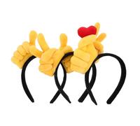 EPIGEIST 3pcs Creative Cartoon Hand Gesture Headbands with Victory Thumb Heart Signs Soft Stuffed Hairbands for Adults Multi-purpose Funny Photo Props for Birthday Halloween Christmas
